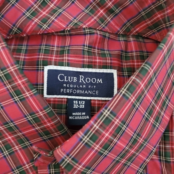 Club Room Regular Fit Red Plaid Button Down Shirt - Picture 7 of 8